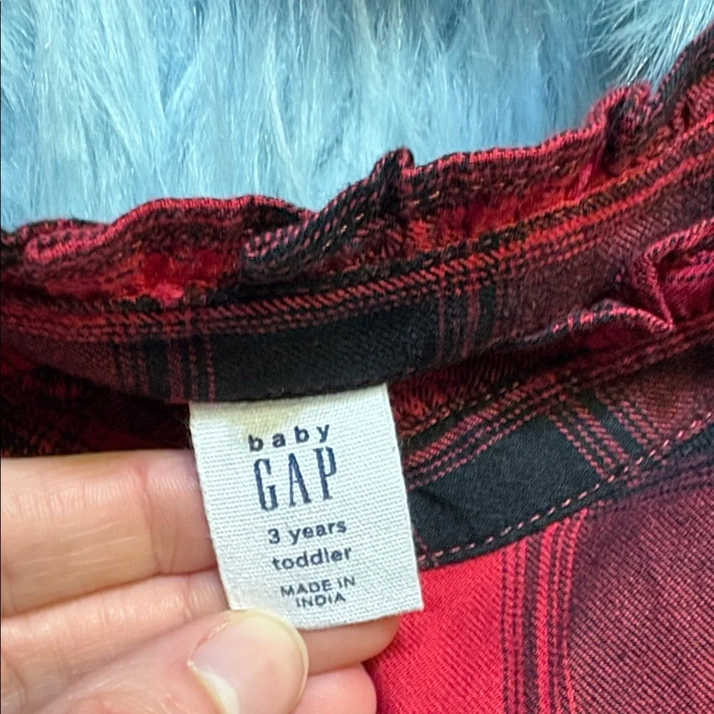 Baby GAP Red and Black Plaid Long-Sleeve Girl's Dress sz 3 years